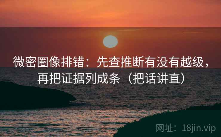 微密圈像排错：先查推断有没有越级，再把证据列成条（把话讲直）