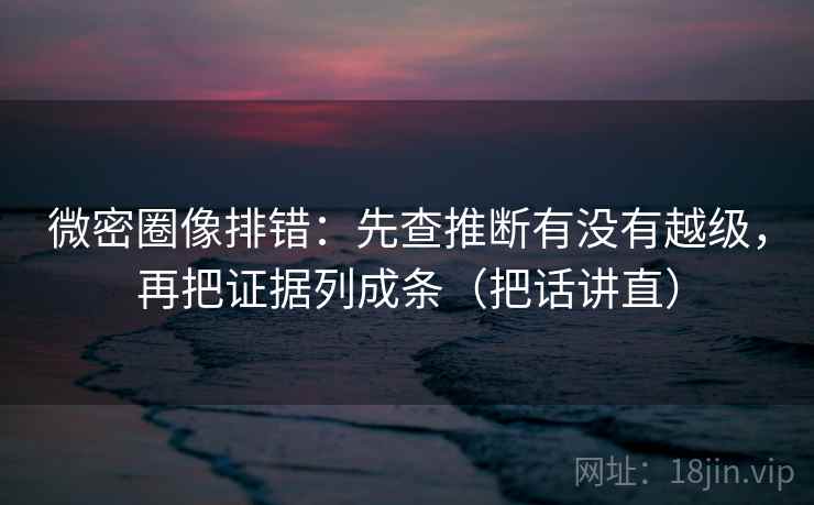 微密圈像排错：先查推断有没有越级，再把证据列成条（把话讲直）